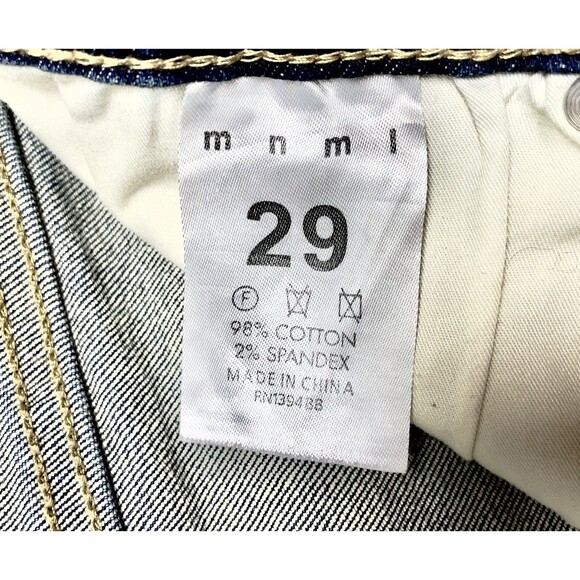 MNML Men’s Moto Biker Distressed Leather Knee Skinny Jeans Size 29x33 - Picture 15 of 15